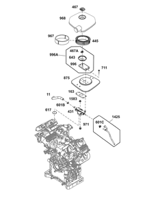Air Cleaner Group Diagram and Parts List for 61G277-0044-J1  Briggs and Stratton Engine